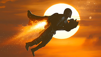The Mandalorian And Baby Yoda Into The Skies , the-mandalorian, tv-shows, star-wars, baby-yoda, deviantart HD wallpaper