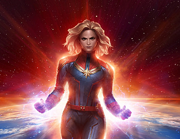 Blonde, Captain Marvel, art, 2019 HD wallpaper