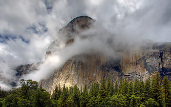 Landscape, clouds, trees, sky, beautiful, nature, mountains HD wallpaper