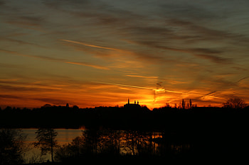 Nature, Sunset, Lock, Horizon, Silhouette HD wallpaper