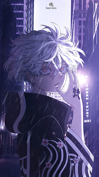 Senju, magenta, art, tokyorevengers, manjirosano, neon, night, purple, toman, anime HD phone wallpaper