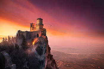 sky, castle, abstract, ancient HD wallpaper