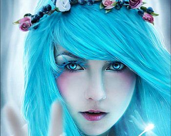 Girl face, face, blue hair, fantasy, woman HD wallpaper
