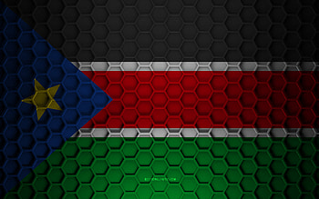 South Sudan flag, 3d hexagons texture, South Sudan, 3d texture, South Sudan 3d flag, metal texture, flag of South Sudan HD wallpaper