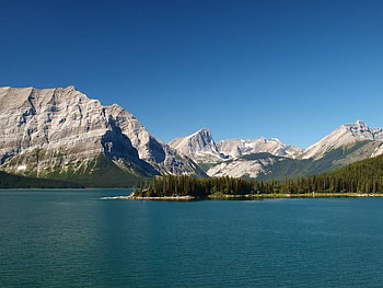 Upper Kananaskis Lake, trees, sky, lake, mountain HD wallpaper