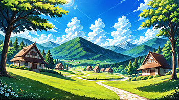 Mountain Side Village, outdoor, sky, cloud, tree HD wallpaper