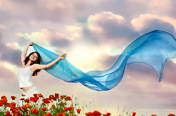 Blue Love, blue, girl, flowers, pretty HD wallpaper