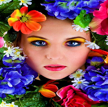 BEAUTY, colors, flowers, pretty face, lovely eyes HD wallpaper