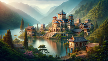 Majestic Palace Amidst Tranquil Landscape, palace, landscape HD wallpaper