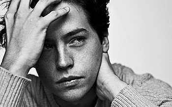 Cole Sprouse TV shows, Portrait hoot, Monochrome style, High-quality HD wallpaper