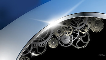 Techno Blue Shine, star, blue, mechanical, gears, mechanics, shine, sprockets HD wallpaper