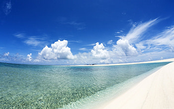 Landscape, Sea, Clouds, Beach HD wallpaper