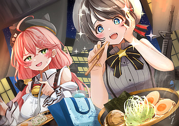 Oozora Subaru & Sakura Miko, hololive, Sakura Miko, Oozora Subaru, Anime, Virtual Youtuber HD wallpaper