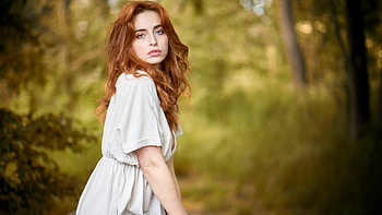 Redhead Girl In Forestgraphy , redhead, girls, model HD wallpaper