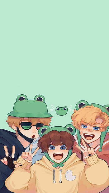 Frogs! || Bench Trio, ranboo, art, benchtrio, frog, tommyinnit, tubbo, froghats, cute, dsmp, frogs HD phone wallpaper