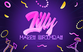 Happy Birtay Lilly, , Purple Party Background, Lilly, creative art, Happy Lilly birtay, Lilly name, Lilly Birtay, Birtay Party Background HD wallpaper
