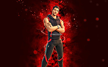 Attenuator, , red neon lights, Fortnite Battle Royale, Fortnite characters, Attenuator Skin, Fortnite, Attenuator Fortnite HD wallpaper
