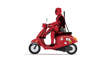 Deadpool On Scooter, deadpool-2, deadpool, artwork, superheroes HD wallpaper