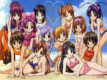sister princess, woman, anime girl, swimsuit, sister, anime, beach bikini, girls, women, princess, female HD wallpaper