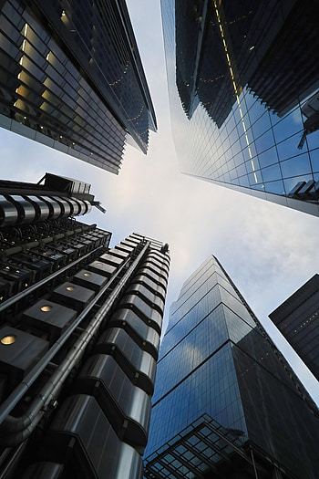 Sky, Architecture, Building, Miscellanea, Miscellaneous, Skyscrapers, Bottom View HD phone wallpaper