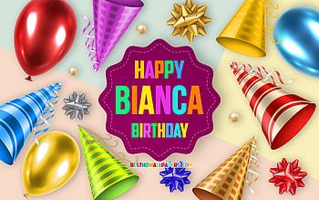 Happy Birtay Bianca, , Birtay Balloon Background, Bianca, creative art, Happy Bianca birtay, silk bows, Bianca Birtay, Birtay Party Background HD wallpaper