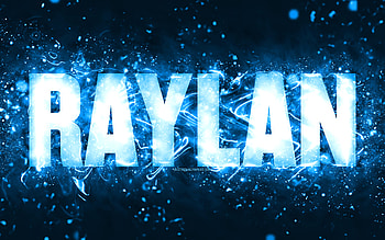 Happy Birtay Raylan, , blue neon lights, Raylan name, creative, Raylan Happy Birtay, Raylan Birtay, popular american male names, with Raylan name, Raylan HD wallpaper