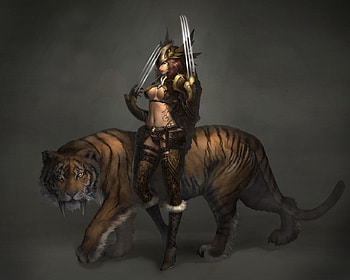 Watch Out For Her Claws, claws, tattoo, sabretooth tiger, woman, warrior HD wallpaper