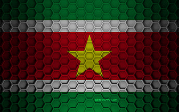 Suriname flag, 3d hexagons texture, Suriname, 3d texture, Suriname 3d flag, metal texture, flag of Suriname HD wallpaper