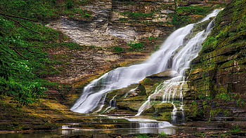 Lucifer Falls, Tremen State Park, Finger Lakes Region, NY, river, new york, cascades, rocks, usa HD wallpaper