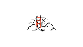 Golden gate bridge, clouds, minimal HD wallpaper