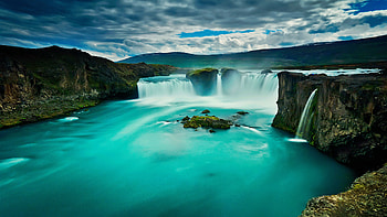 Godafoss, waterfall, nature HD wallpaper