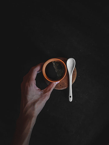Food, Coffee, Dark, Hand, Cup, Spoon HD phone wallpaper
