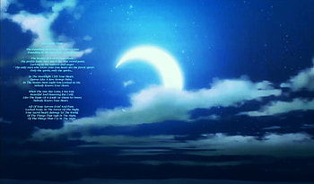 Moonlight, night, blue, liuchia, lyric, beautiful, moon, view, cloud HD wallpaper