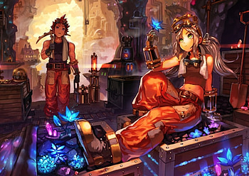 Mines, anime, boy, minas, lights, flowers, girl HD wallpaper