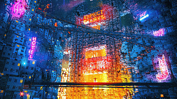 Cyberstation, cyberpunk, scifi, artist, artwork, digital-art HD wallpaper