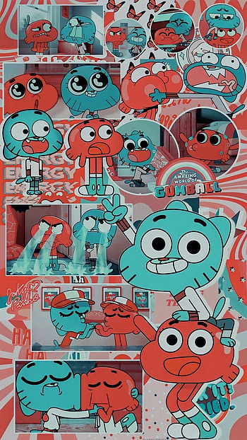 Gumball, red, aqua HD phone wallpaper