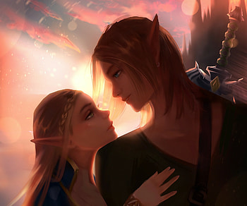 Legend of Zelda : Princess Zelda and Link in an Epic Game Moment, Princess Zelda, Link, video game, The Legend of Zelda HD wallpaper