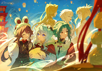 Genshin Impact : Xiao, Hu Tao & Ganyu Stunning, Xiao (Genshin Impact), Hu Tao, Ganyu (Genshin Impact), video game, Genshin Impact HD wallpaper