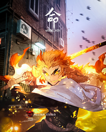 Kyōjurō Rengoku, orange, sky, zenitsu, demon slayer, tanjiro, fire, roud 6, ino, anime HD phone wallpaper