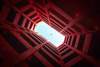 Plane View Between Architectural Building , plane, graphy, building HD wallpaper