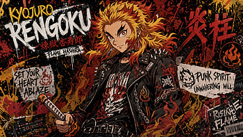 Kyojuro Rengoku — Punk Flame, Demon Slayer: Kimetsu No Yaiba, Anime, Katana HD wallpaper