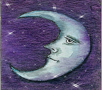 Man in the Moon~, stars, moon, fantasy, crescent HD wallpaper
