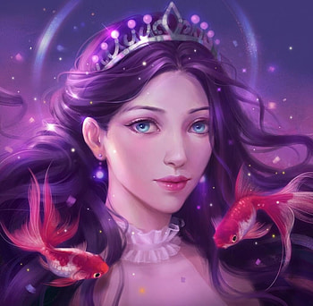 Zodiac ~ Pisces, face, harsh taggar, fish, vara, art, girl, summer, purple, pink, pisces, zodiac, fantasy HD wallpaper