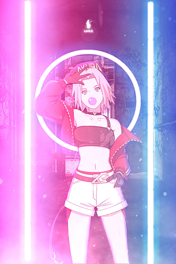 sakura, naruto, neon, larx, manga, anime HD phone wallpaper