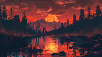 Moonlit Wilderness -, artistic, nature, moon HD wallpaper