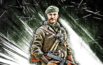 Jack Culver, grunge art, Battlefield V, fan art, Battlefield characters, Battlefield V Elites, green abstract rays, soldiers, Battlefield 5, Jack Culver Battlefield HD wallpaper