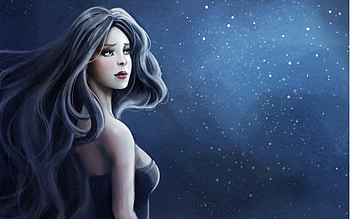 Watching the Stars, star, cg, fantasy, art, girl HD wallpaper
