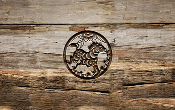 Horse zodiac sign, , chinese zodiac, carving signs, Chinese calendar, Horse zodiac, wooden backgrounds, Chinese Zodiac Signs, creative, Horse HD wallpaper