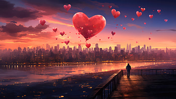 Hearts Afloat Love In The Air, love, heart, artist, artwork, digital-art, logo HD wallpaper