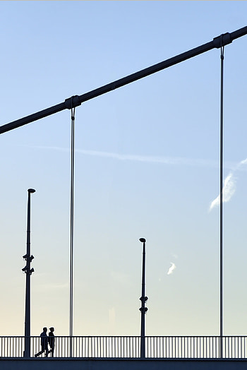 Silhouettes, Minimalism, Bridge, Stroll HD phone wallpaper